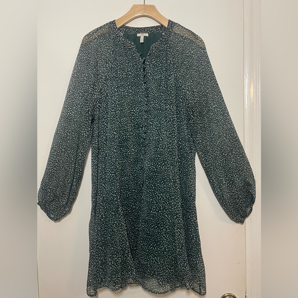 Dark Green and White Patterned Dress